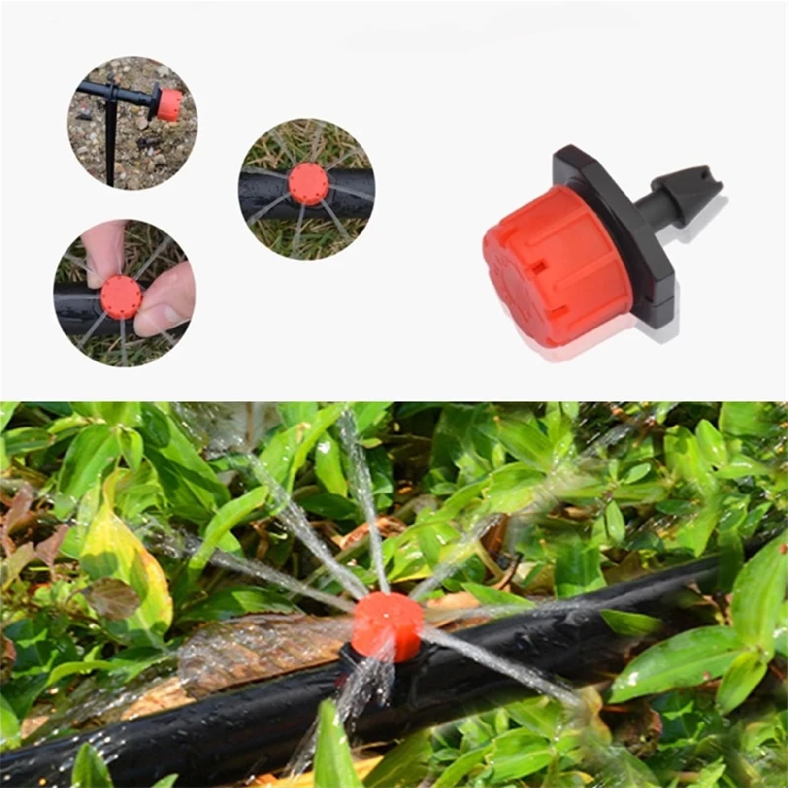 Emisores de riego por goteo, 300 unidades de microflujo para manguera de 1/4 pulgadas, sistema de riego de jardín, solución de riego para sistema de riego por goteo