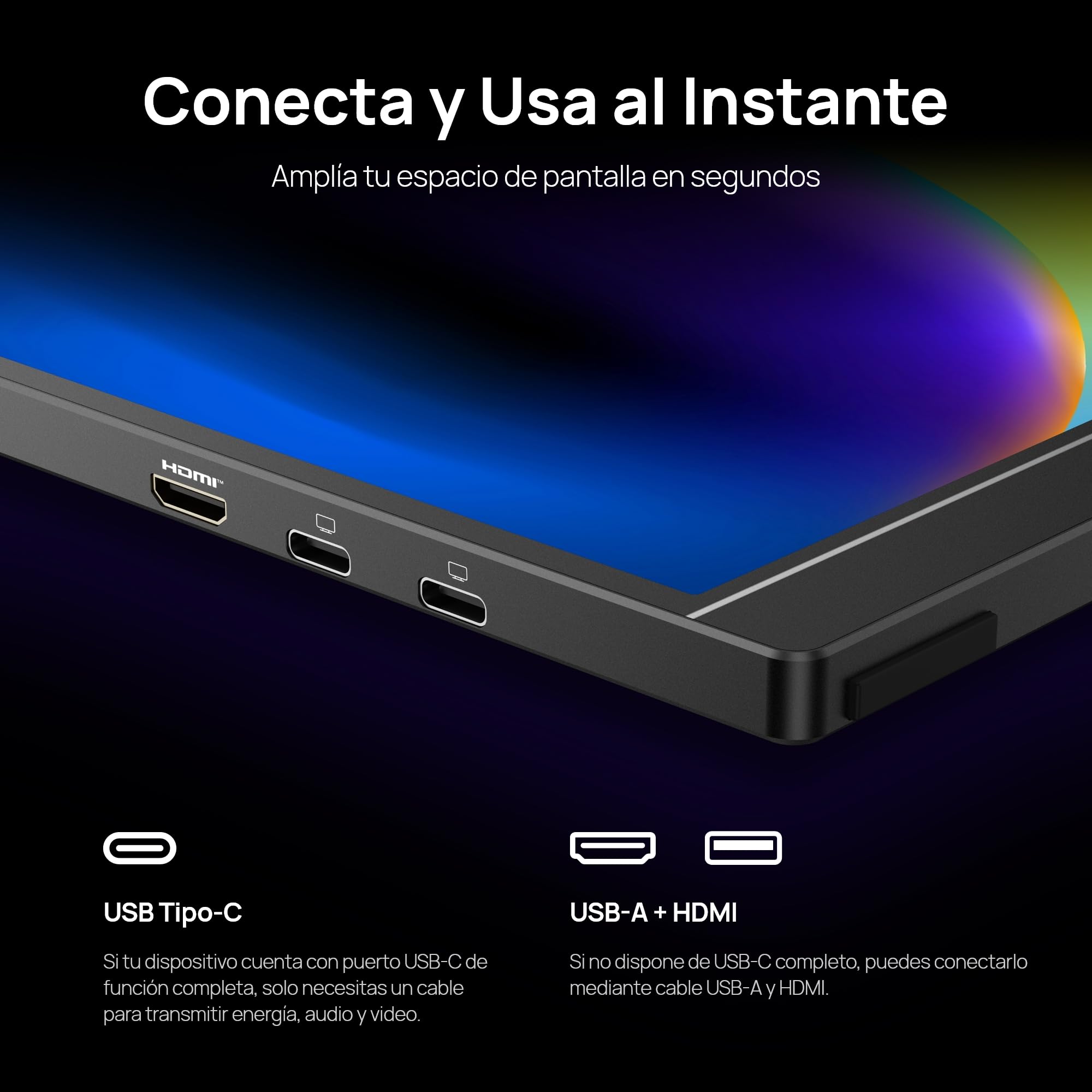 ARZOPA 16.0" 2.5k Monitor Portátil, Pantalla Portatil HDR 2560x1600, 8bit QHD, Monitor Portátil USB-C HDMI para Portátil, 16:10 IPS, Soporte Unipolar para Mac PC PS4/5 Xbox Switch Z1RC — view 8
