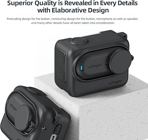 Miniatura 2 de Kit de accesorios compatible con Insta360 GO 3 Funda de silicona para cámara y tapa de lente 2 piezas de película protectora de pantalla 3D Bolsa de