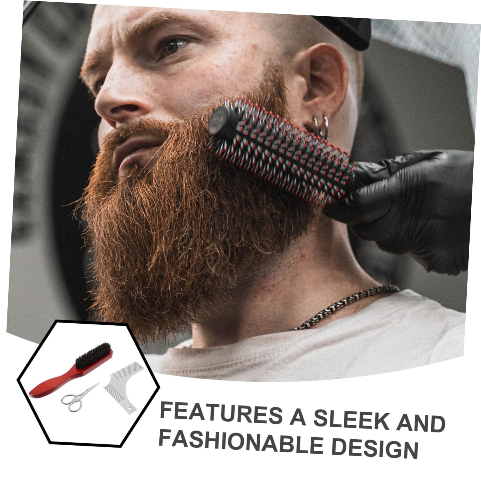 FRCOLOR 2 Set Di Eleganti Accessori Per Barba Kit Pettine Rifinitore Spazzola Custodia Da Viaggio Strumenti Per La Della Barba