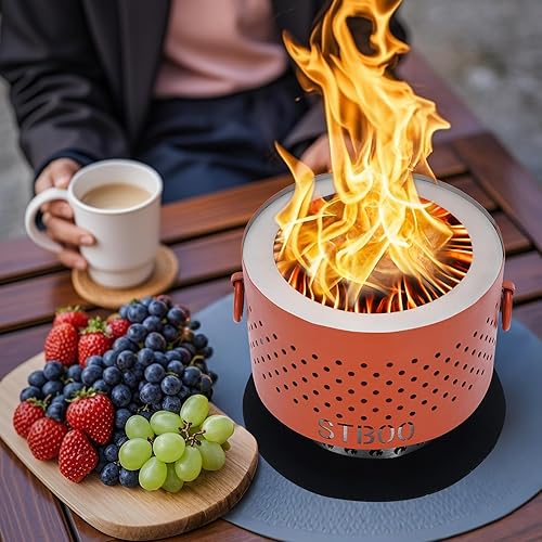 Miniatura 2 de STBoo Hoguera de mesa  Chimenea de pellets de bajo humo con bandeja de cenizas  Mini chimenea personal portátil para interiores y exteriores