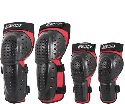 Kids Shin Guards and Knee Pads Set, 4-Piece Protective Gear for Skateboard, Motocross, MTB, ATV, Skiing, Skating