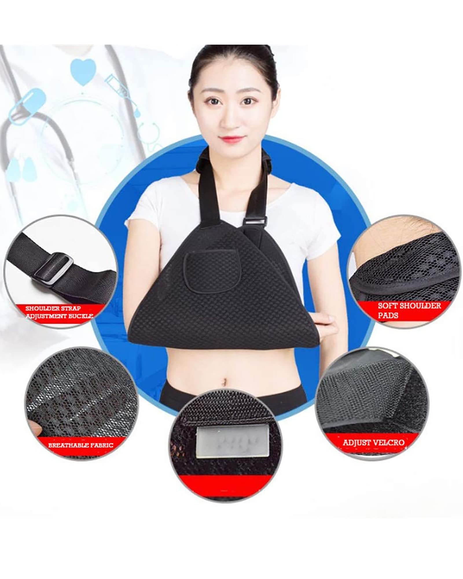 Soporte universal para brazo, correa triangular, bufanda, clavícula, eslinga para muñeca, estabilizador inmovilizador ajustable para fracturas rotas