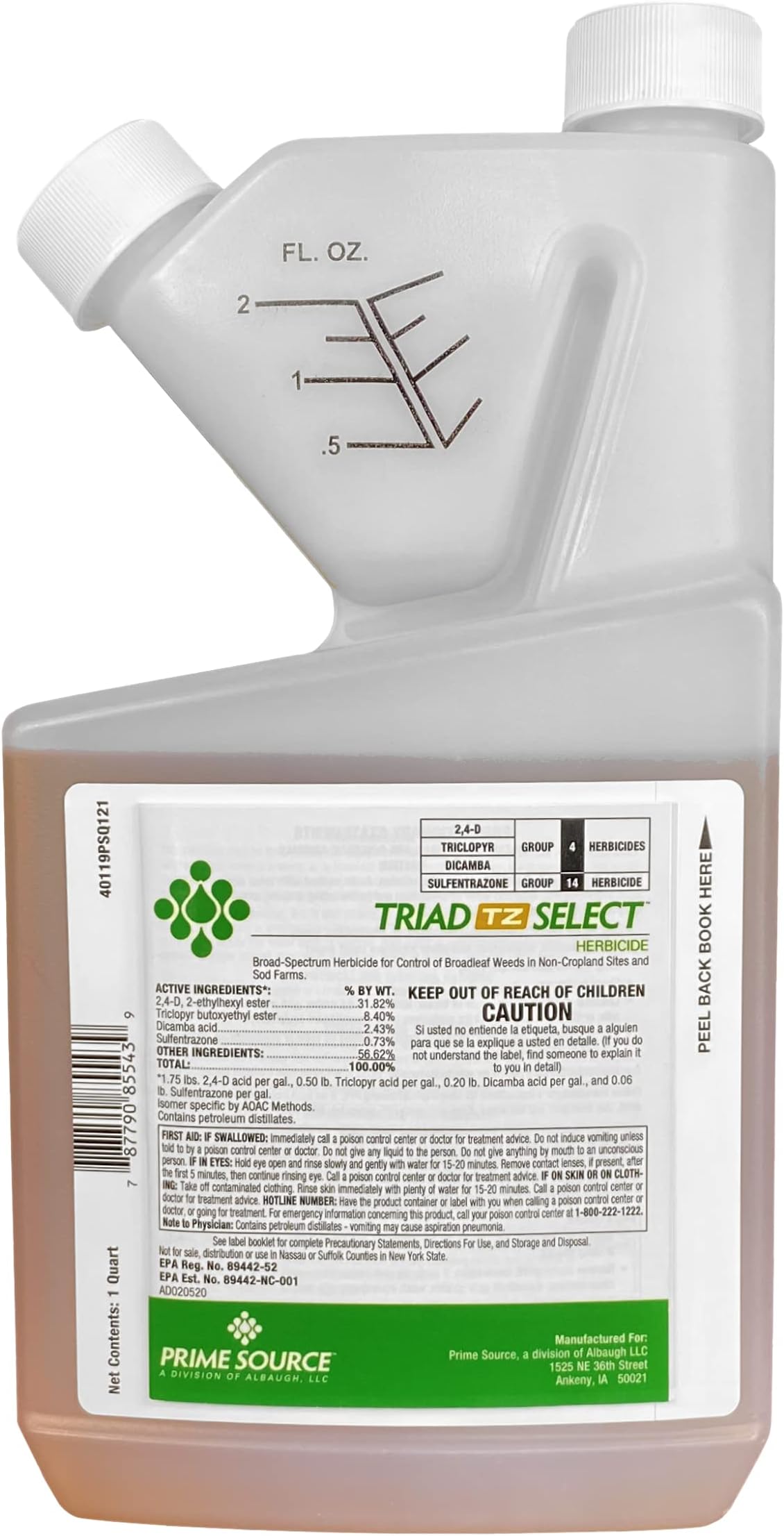 Select Source Triad TZ | 4-Way Combination Herbicide (Compare to T Zone) | Dependable Post-Emergent Broadleaf Weed Control (Quart)