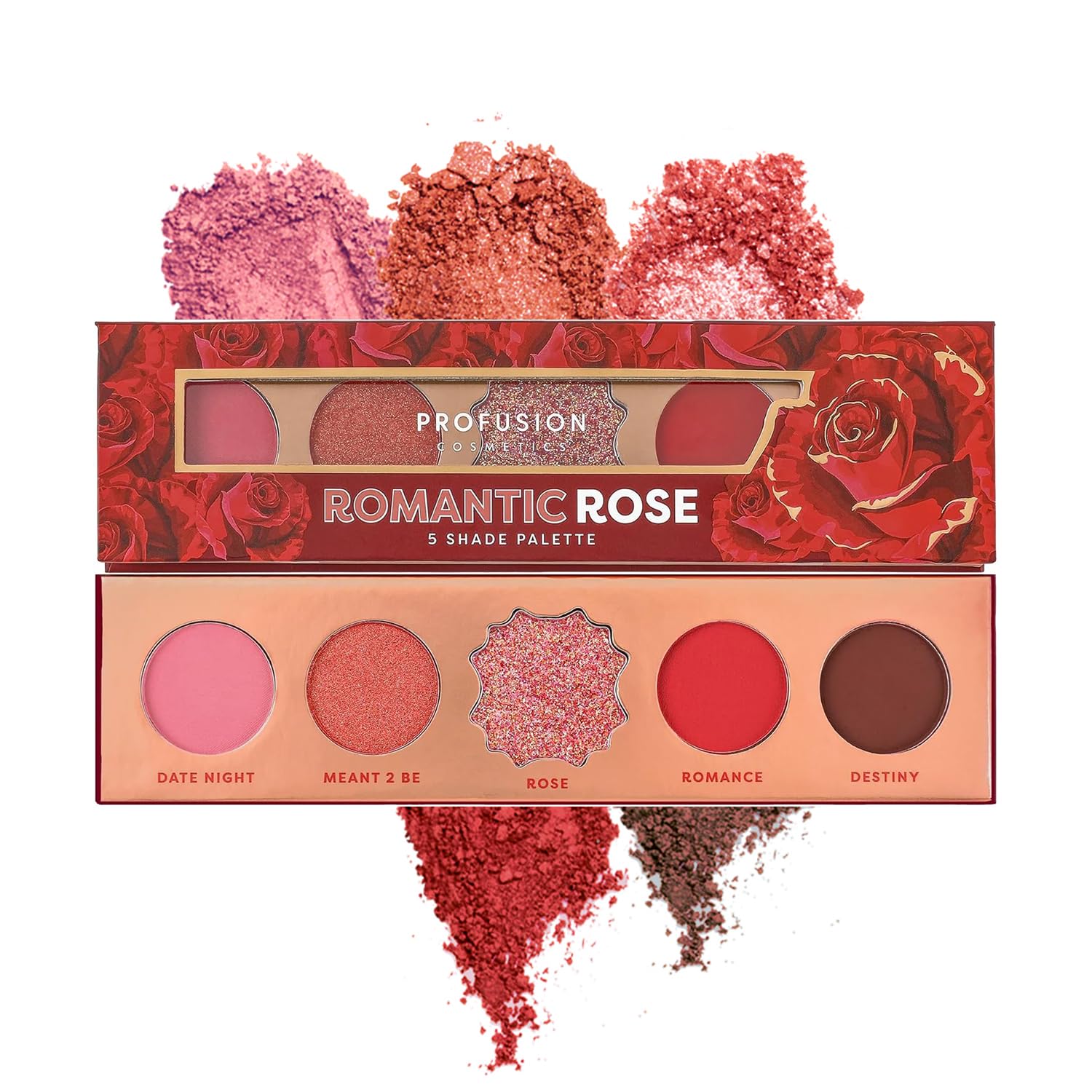 Profusion Cosmetics BLOOMING HUES - ROMANTIC ROSE 5-SHADE EYESHADOW PALETTE,RED RED 1 Count (Pack of 1)