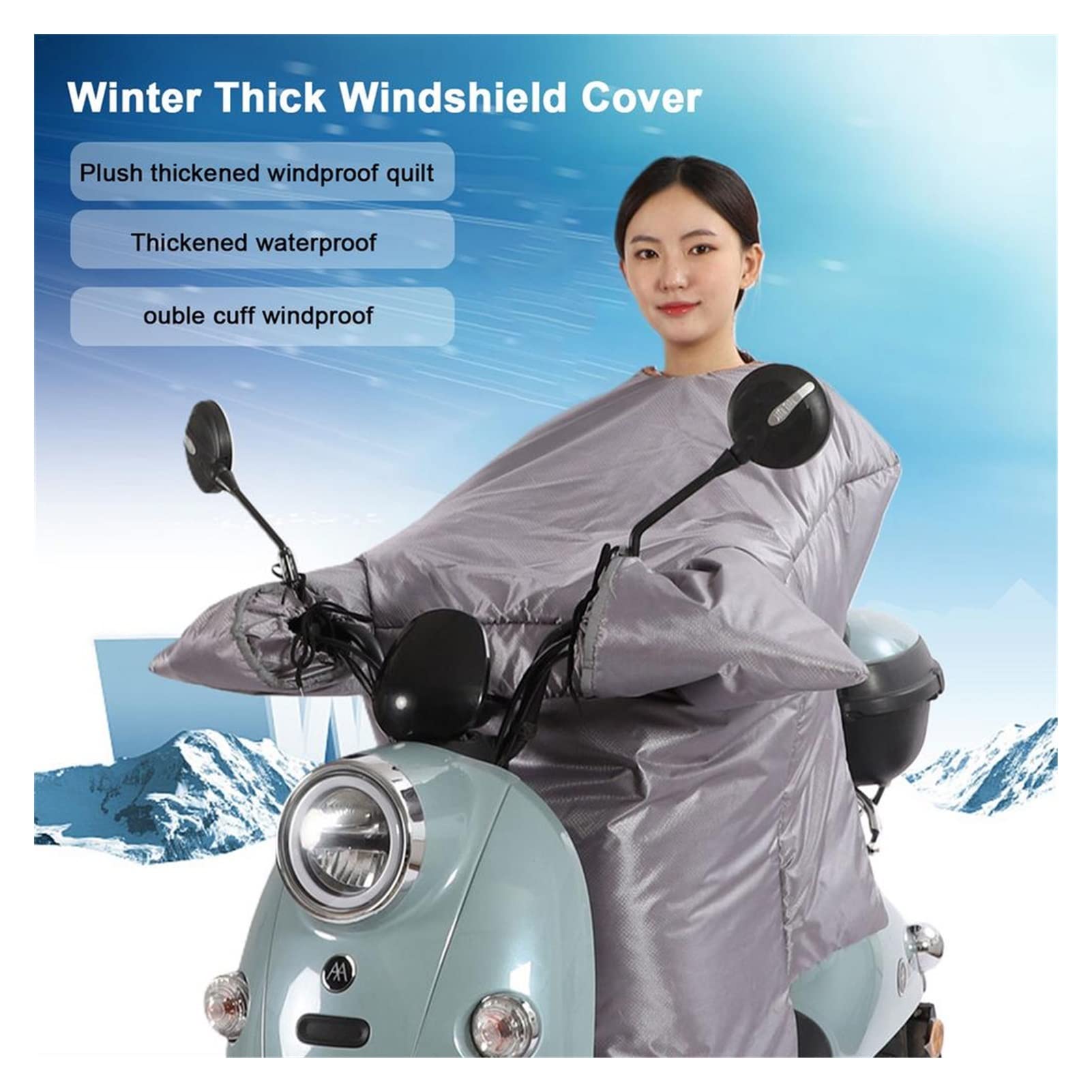Pare-Brise de Moto Scooters Couvre-Jambes Couverture de Genou Chauffe-Eau imperméable en Hiver Manchon de Guidon Quilt Gants de Protection des Jambes (Color : A)