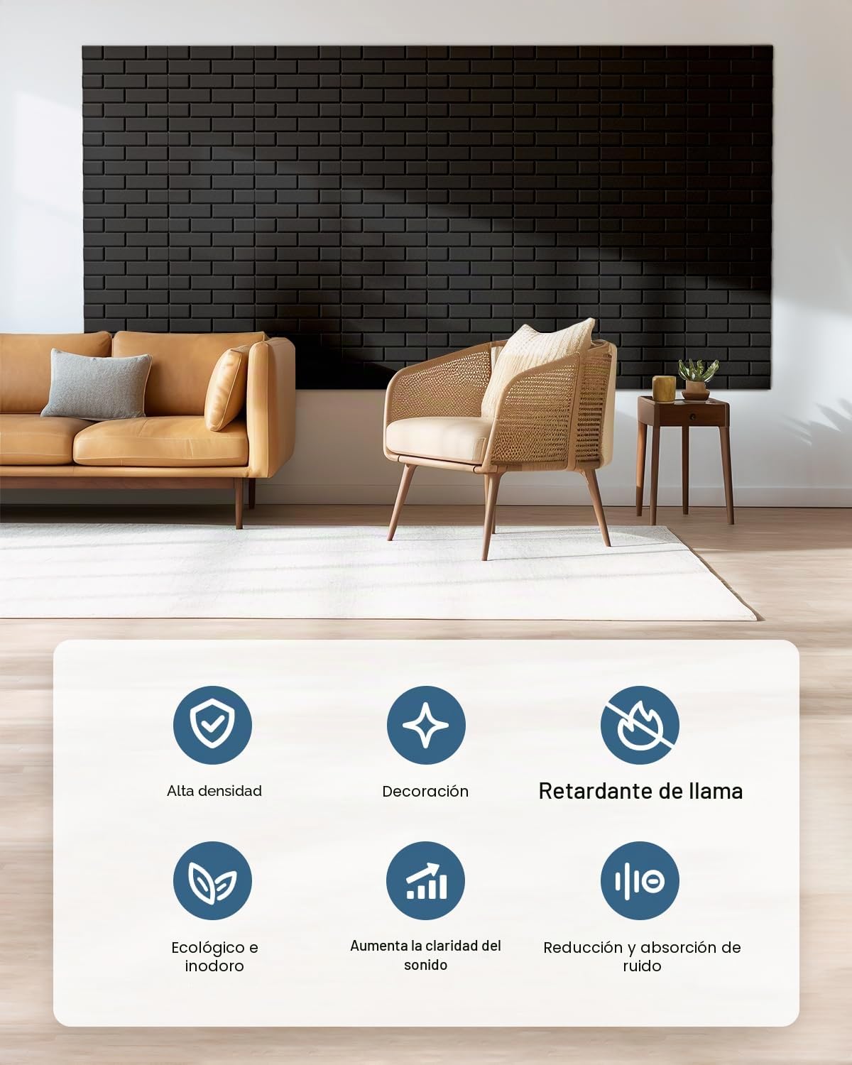 Paneles Acusticos Autoadhesivos, 12 Piezas, Panel Acústico Decorativos para Paredes, Puertas, Techo, Acoustic Panels, Estudio, Gaming Habitacion, Dormitorio, 30 x 30 x 0,9 cm, Negro