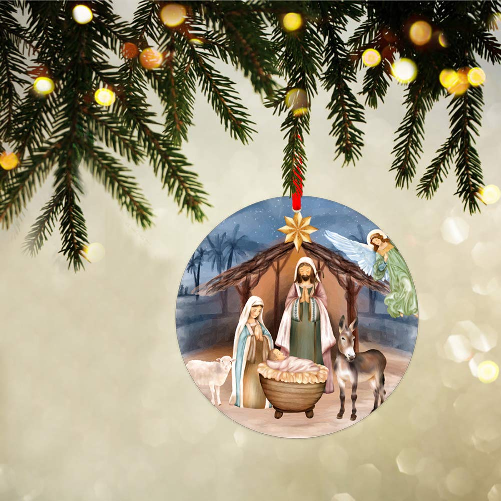 Lot De 12 Ornements De Crèche En Bois - Décorations De Noël Religieuses Pour Sapin, Porte Ou Voiture, Cadeau De Noël Chrétien