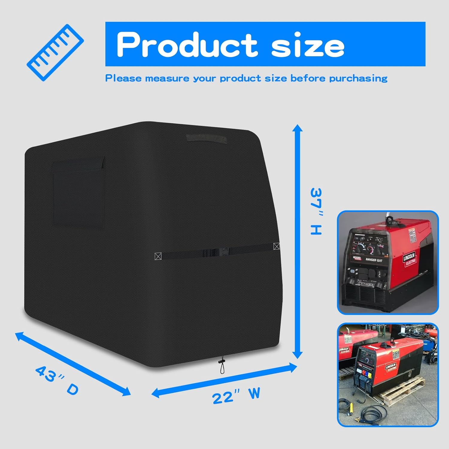 Waterproof Engine Welder Generator Cover-Heavy Duty 600D Oxford for Ranger GXT Series Welder,All Weather Protection, Black