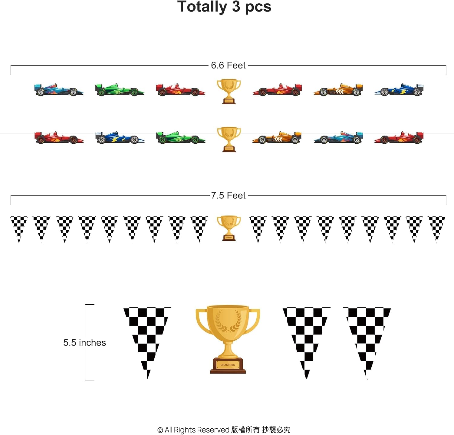 Cheerland Race Car Party Banner Racing Cars Birthday Party Decorations Black and White Pennant Racing Flags Banner Photo Backdrop Race Cars Birthday Banners Racecar Themed Sports Boy Room Decor 3 Pcs image 3
