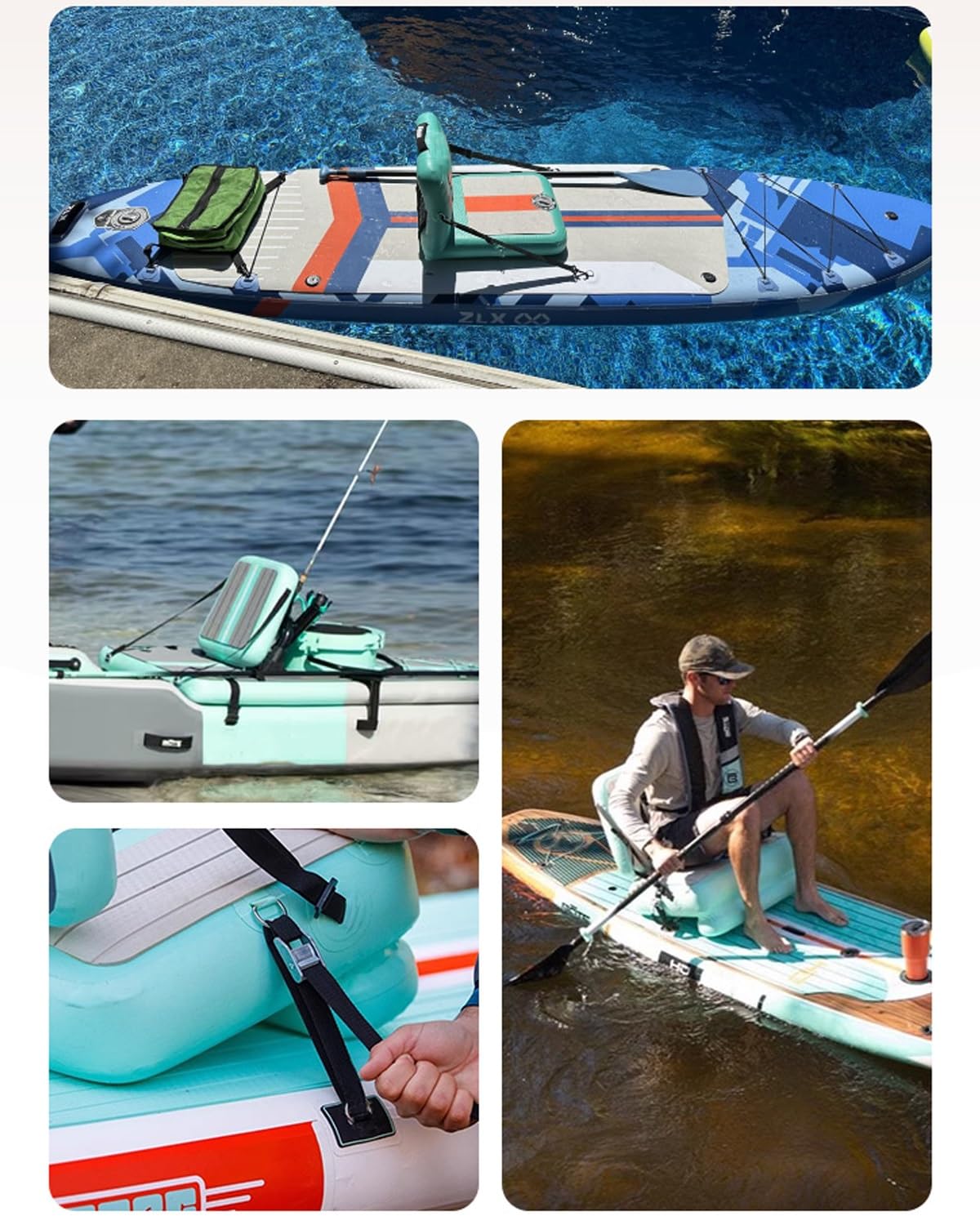 Sup Sitz Extra Breiter Aufblasbarer Paddleboard-Sitz für Erwachsene und Kinder, Universal-SUP-Kajak-Ersatzsitze, Abnehmbar, Ruderboot-Zubehör(Style-C)