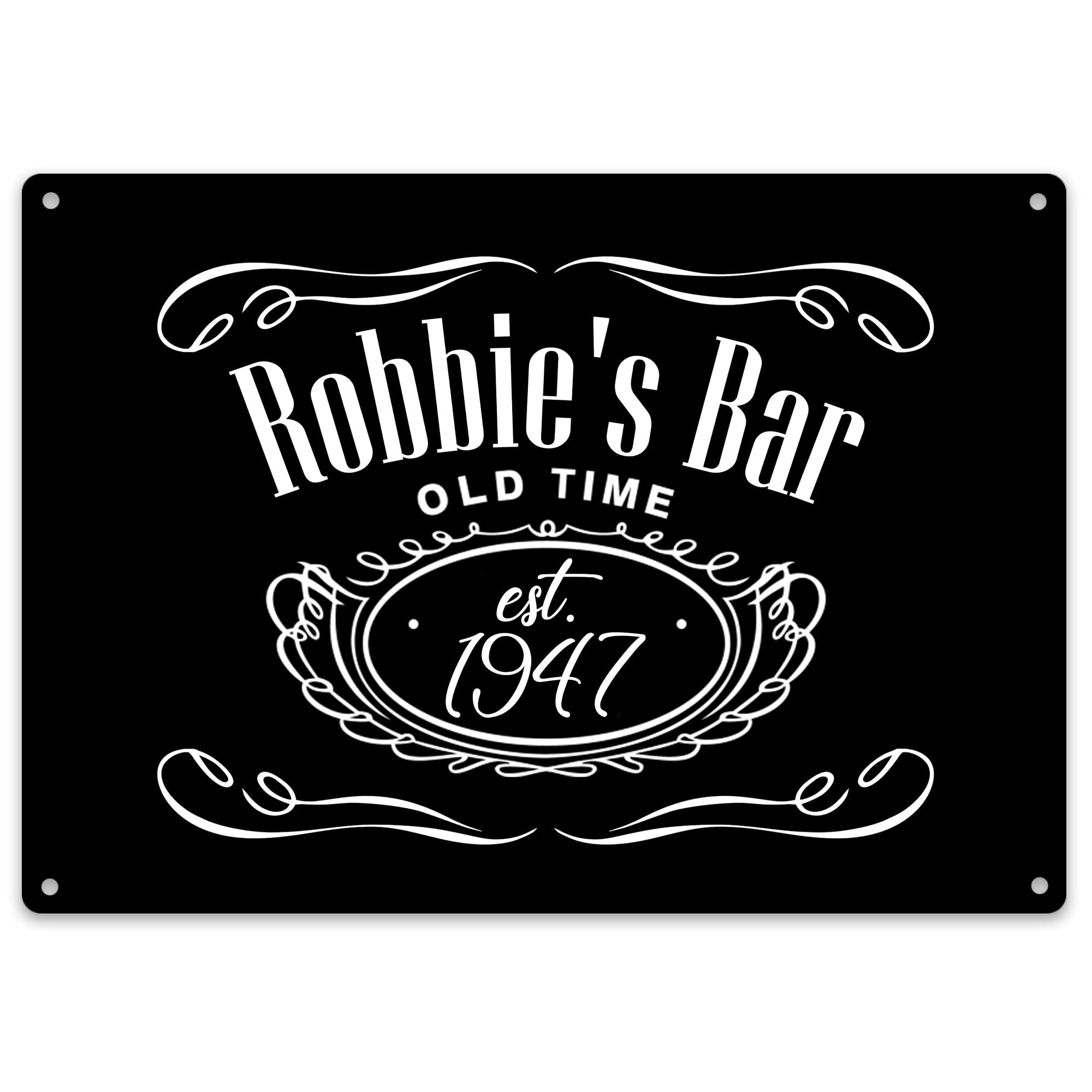 Purple Print House Personalised Whisky Bar Metal Sign Custom Old Time Drinking Indoor Outdoor Plaque, Small, White