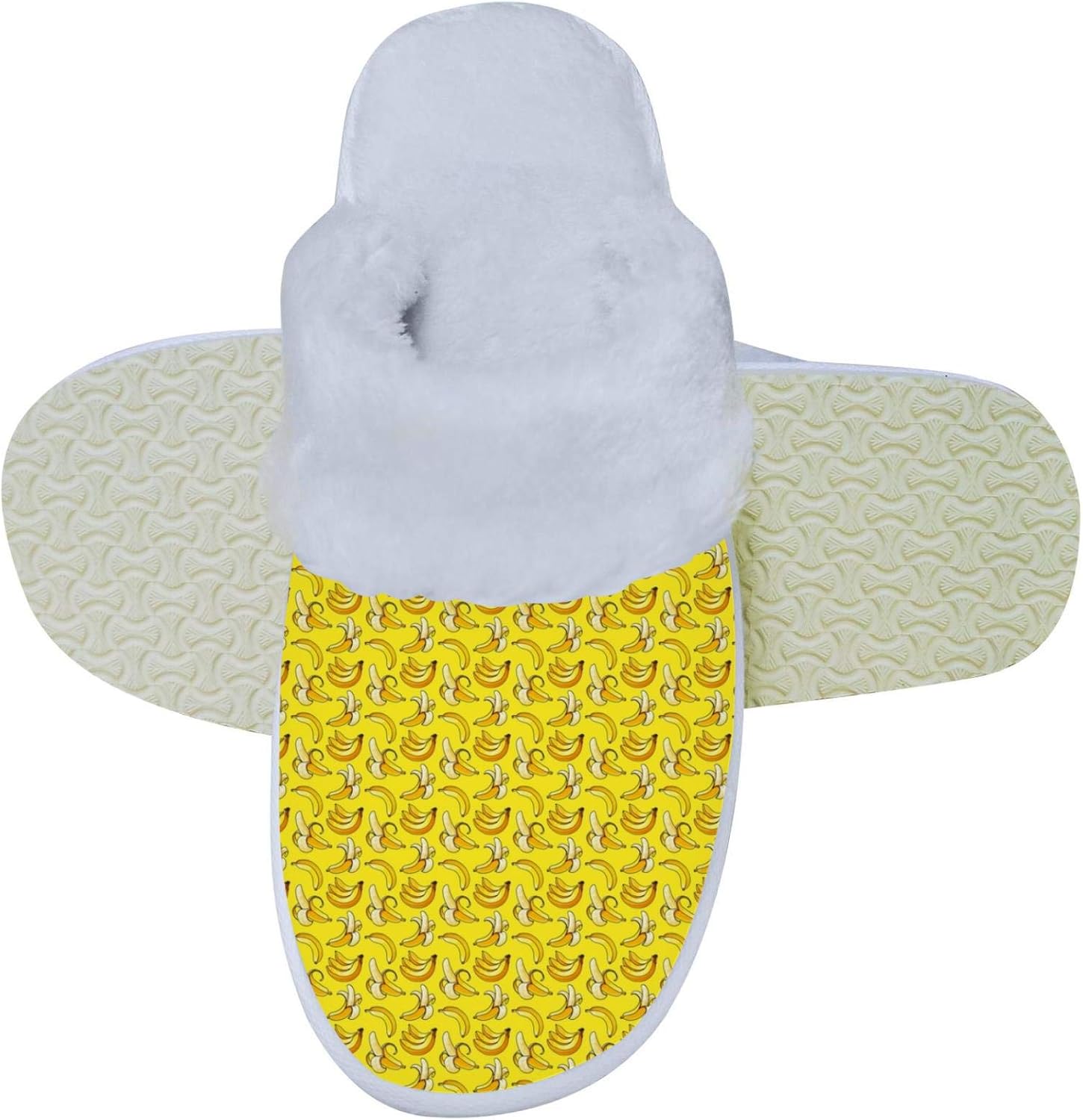 House Slippers banana pattern yellow Plush Lining Memory
