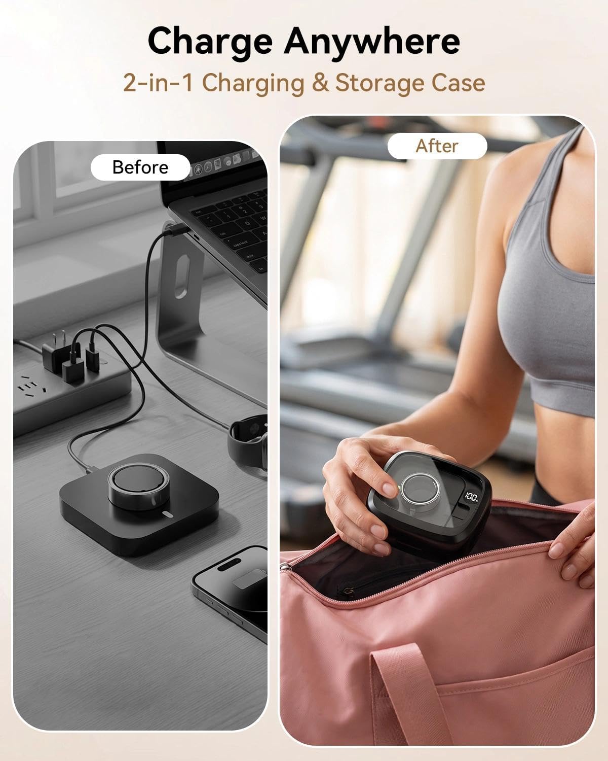 Étui de Charge Portable pour Oura Ring Gen 3/4/5, Batterie Rechargeable 2000mAh avec écran numérique, étui de Voyage, autonomie jusqu'à 60 Jours (Chargeur Original Non Inclus)