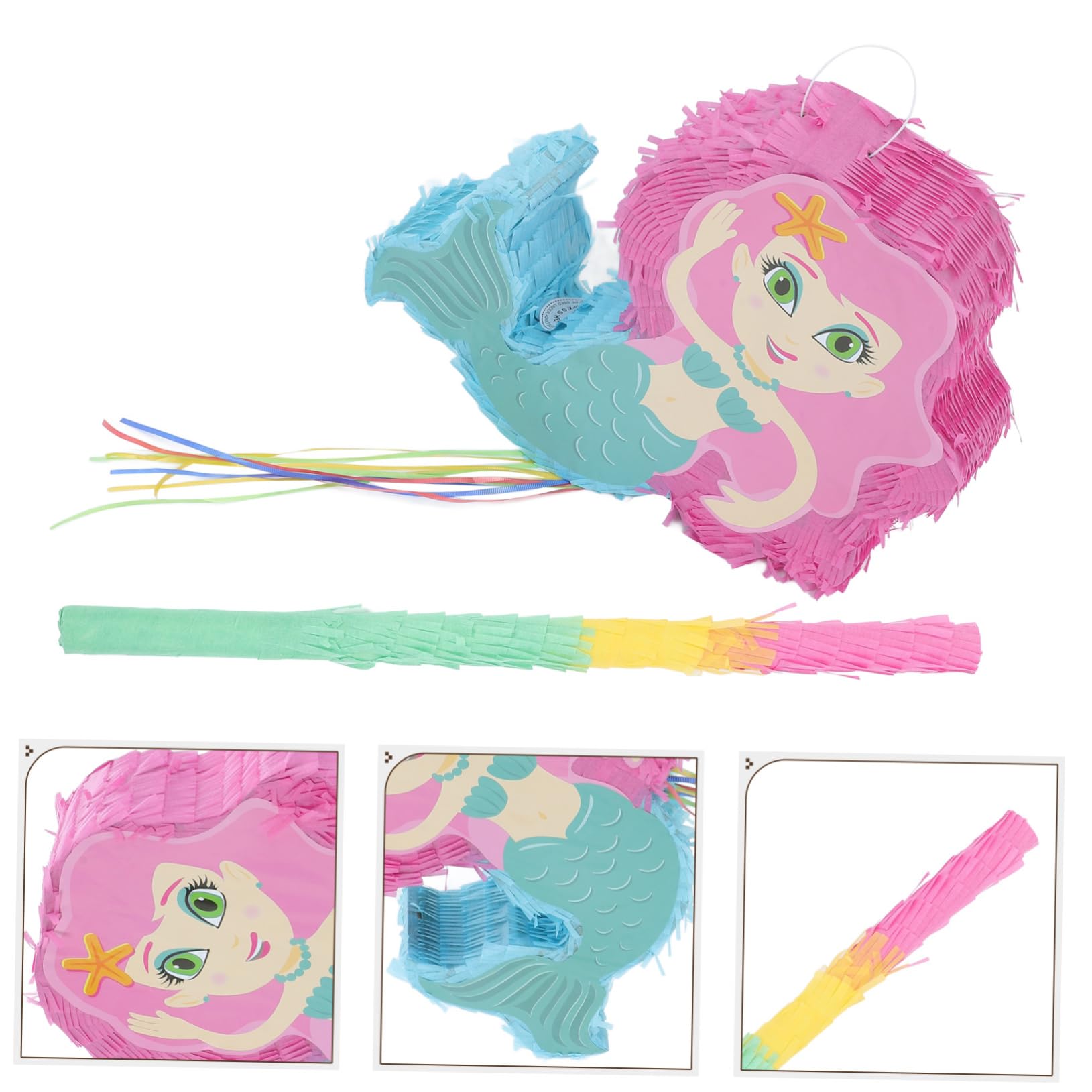 Cabilock Piñata De Sirena Con Decoraciones De Cumpleaños Diseño Encantador Fácil De