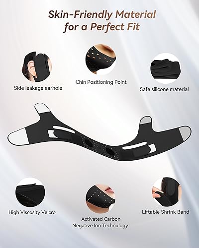 Miniatura 5 de V-Line - Mascarilla escultora  Correa de silicona para barbilla para apretar la mandíbula y reducir la barbilla (23-27 pulgadas) (negro mate)