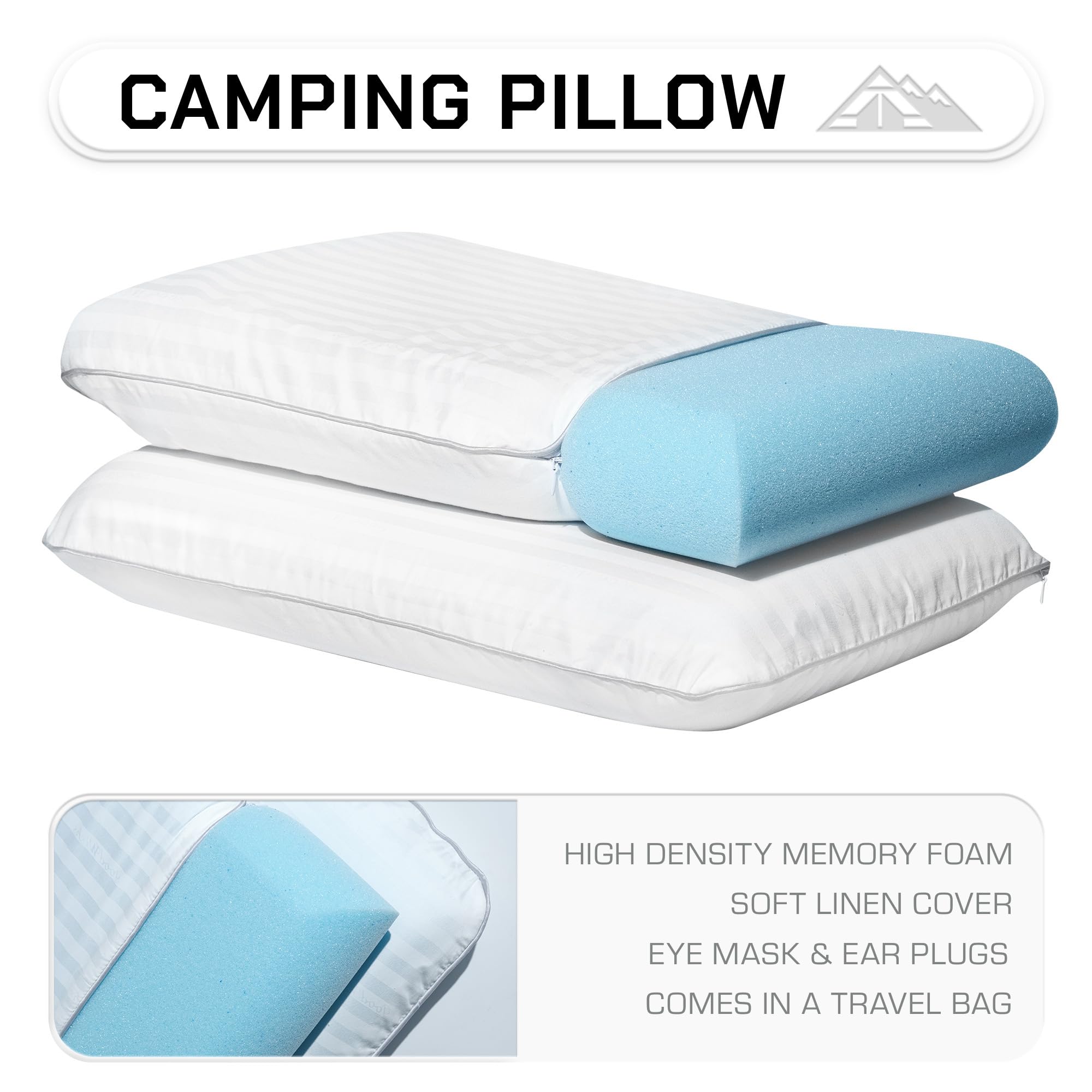 BOZEMAN OUTDOORS Camping Pillow 2 Pack — Camp Pillow, Backpacking Pillow — for Sleeping Bag & Hiking, Reliable & Comfortable