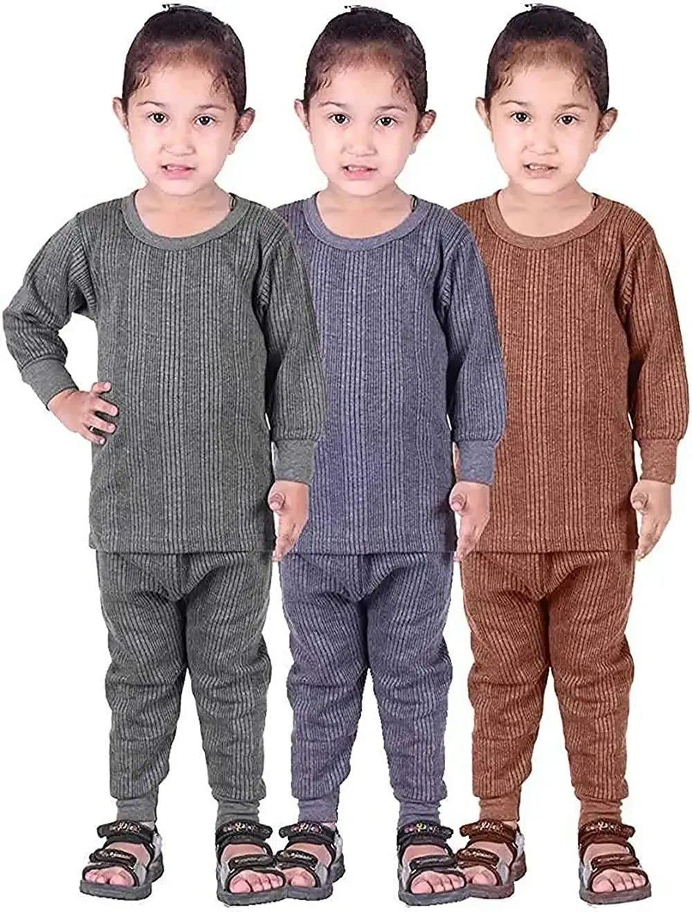 ISHRIN Round Neck Baby Thermal Suit Top & Pajama Set for Baby Girls Combo of 3 (Baby Girl Thermal)
