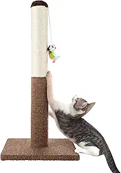 PETMAKER Poste arranhador para gatos – arranhador alto para gatos e gatinhos com corda de sisal e carpete, brinquedo de mouse pendurado para brincar interativo (61 cm)