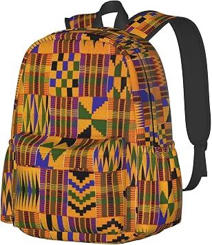 African Print Backpack Double Shoulder Bag 15 Inch Laptop Bagpacks for Hiking Work Camping Travel