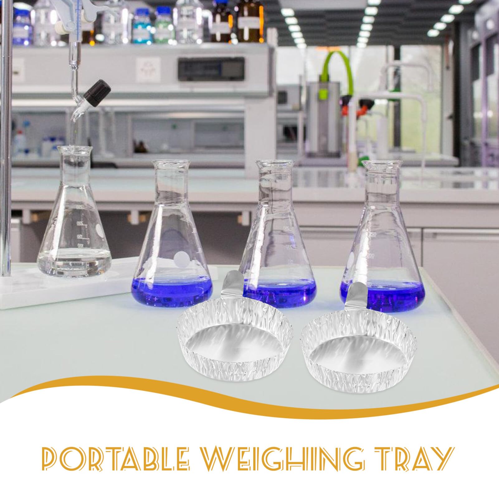 SOLUSTRE 100 Pezzi Piatto per pesare in foglio di alluminio Vaschette di pesatura in alluminio Vaschette di pesatura per laboratorio campioni vassoio piatto di pesatura piatti di pesatura