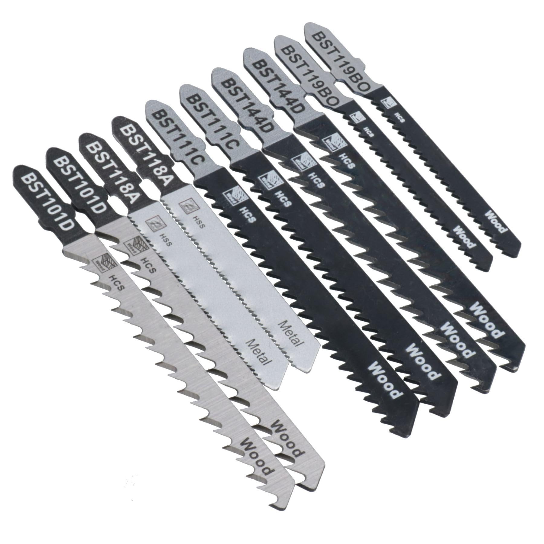 Set di 60 lame da taglio per seghetto alternativo con codolo a T, per plastica, legno, metallo, lama HCS