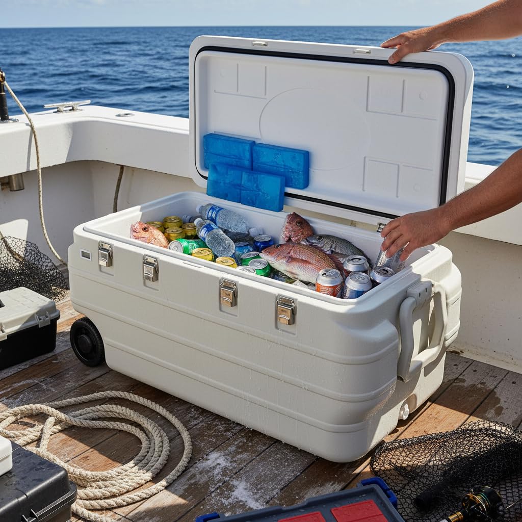 Box Termico 180 L per Pesca, PU, senza ruote + ghiaccio