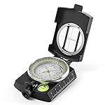 Eyeskey Tactical Survival Compass with Lanyard & Pouch | Waterproof & Impact Resistant | Lensatic Sighting Compass for Hiking (Black)