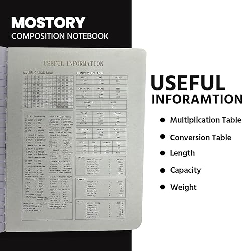 Miniatura 6 de MOSTORY Paquete de 5 cuadernos de composición 200 páginas con rayas anchas (100 hojas), tamaño 7.5 x 9.75 pulgadas, suministros escolares a granel,