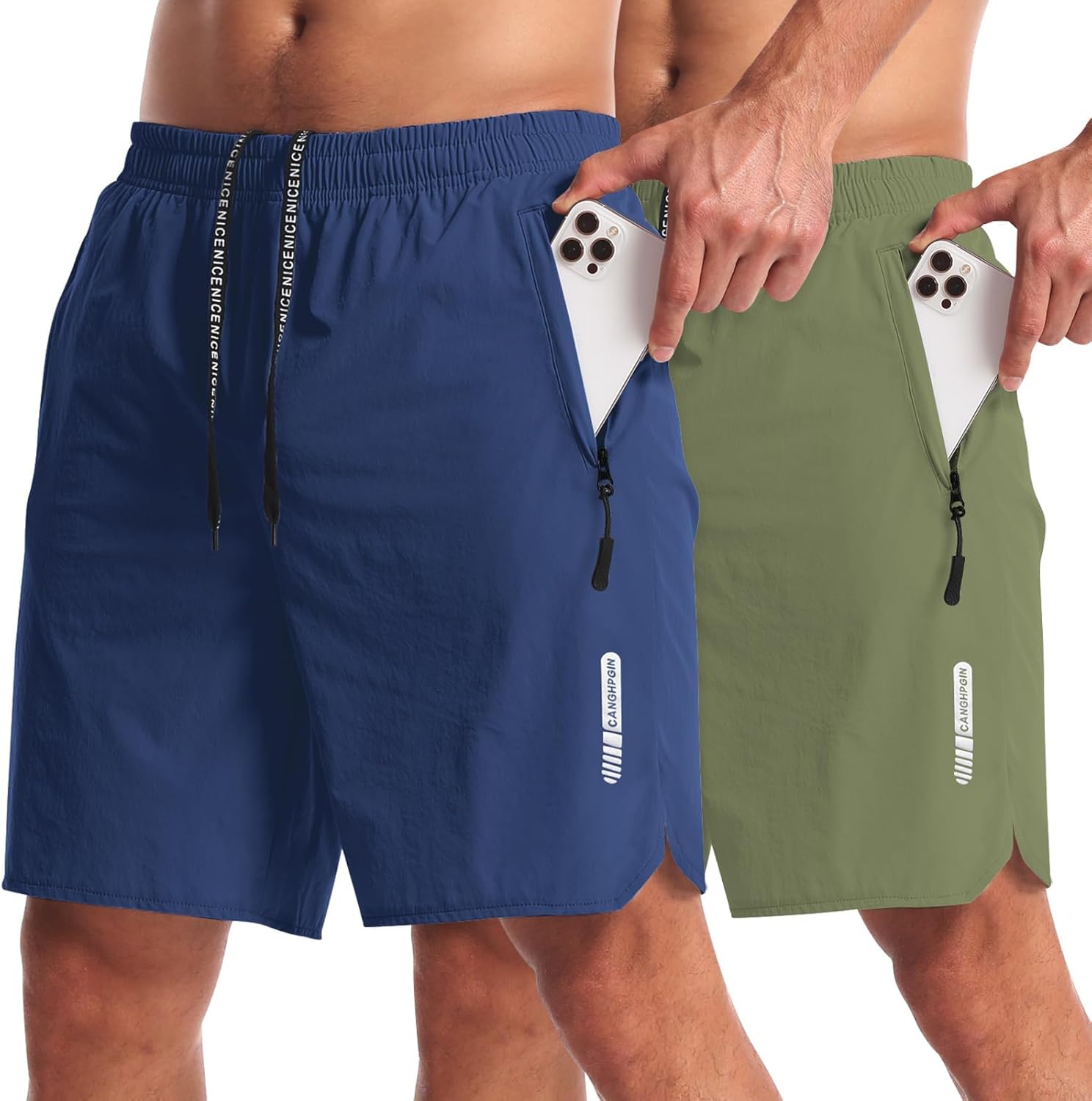 CANGHPGIN 2 Pack Mens Workout Athletic Shorts 7 inch Inseam Quick Dry Hiking Shorts Men Lightweight Sports Gym Shorts Running