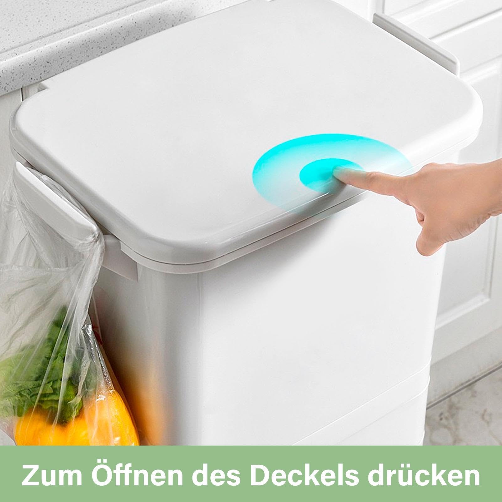 Generisch Mülleimer Küche 3 Fächer, Geruchsdichter Mülleimer Küche, 42L Extra Großer Abfalleimer Mit Rollen, Recycling Große Abfalleimer, Für Küches, Badezimmer, Büro