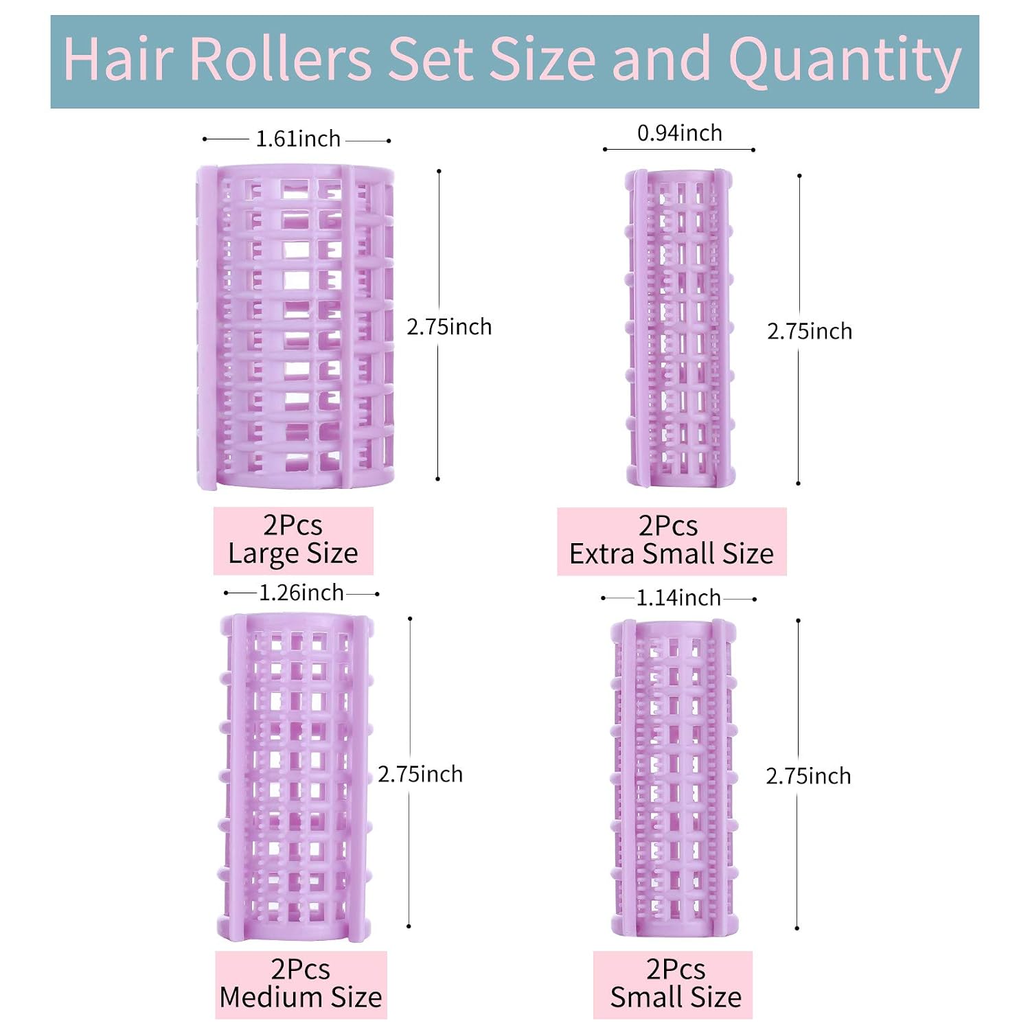 8 in 1 Multi-Size Plastic Hair Rollers, Hair Curlers Self Grip Hairdressing Clips, Curly Hair style Curling Tools For DIY Or Hair Salon, Large/Medium/Small Curler for Women Ladies，Random Color