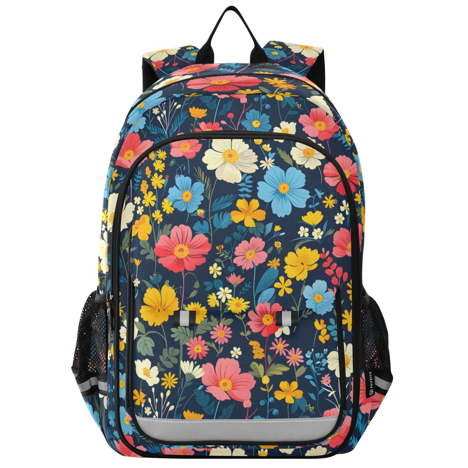 Sac à dos pour ordinateur portable enfants collège lycée fleurs - 8
