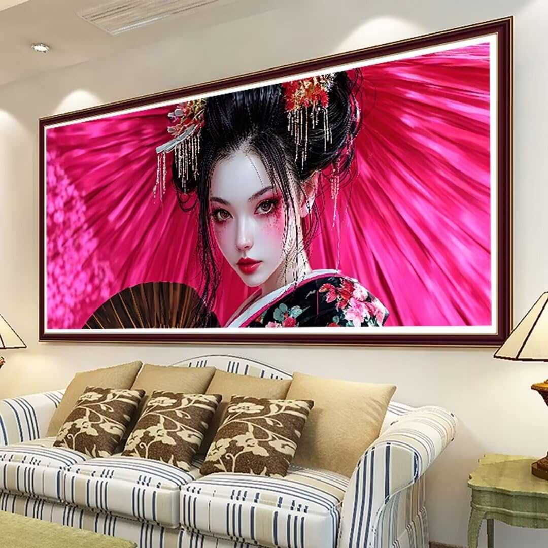 Giappone Dipingi con i Numeri Principianti Adulti, Dipingi con i Numeri Kit Donna Pittura a Olio su Tela Fai da Te - Passatempo per Adulti per la Decorazione Casa o Regalo, Senza Cornice 80x160cm 4-Q