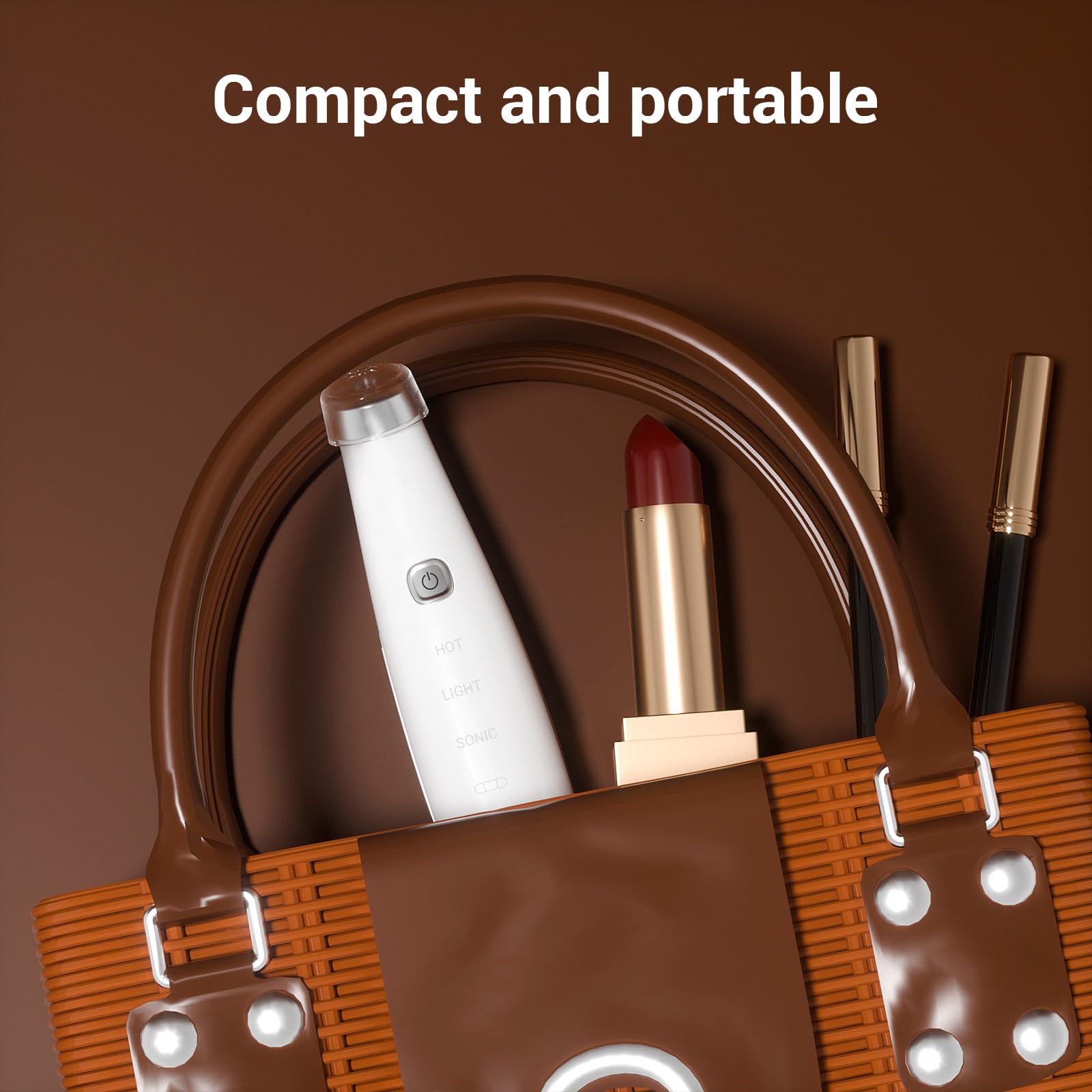 TOUCHBeauty Ultraschall Augenmassagegerät mit Wärmefunktion, Rot LED Lichttherapiegerät Augencreme Booster Augenring Tränensäcke Entferner USB-Wiederaufladbare Anti Aging Massagegerät Faltenentferner