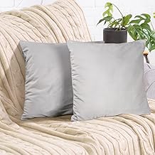 2er Set Kissenbezug 50x50 cm hellgrau Samt flauschig weich Sofakissen Dekokissenbezug Kissenhülle für Couch, Schlafzimmer, Wohnzimmer & Balkon, Moonlight, mit verstecktem Reißverschluss