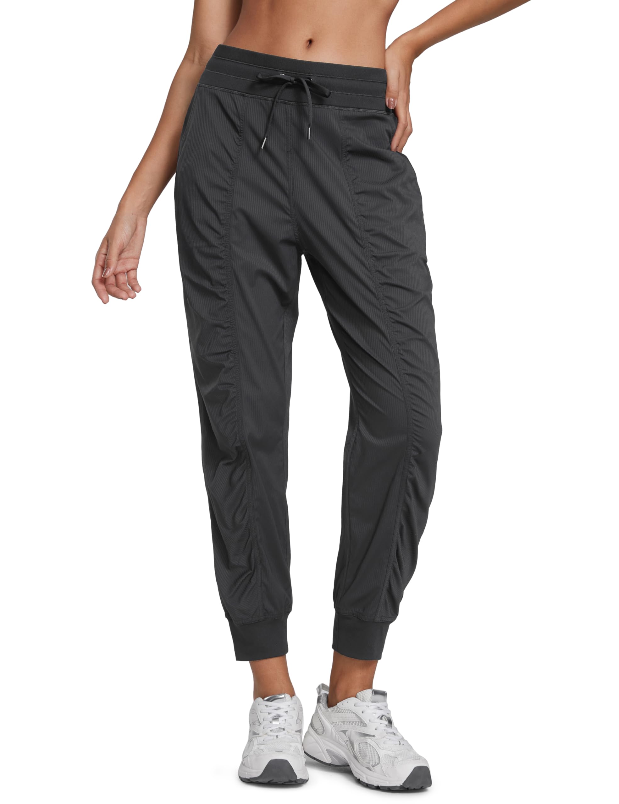 CRZ YOGA Ease Line Pantaloni Jogger 66cm Inchiostro Grigio 38 | Casual, Leggero, Design Arricciato, Tasche, per Donna