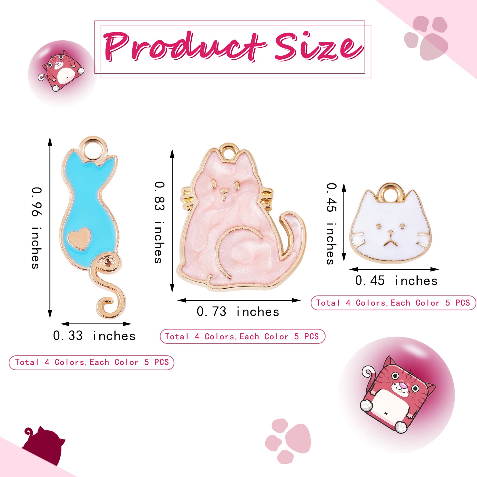 COGCHARGER 60 Pieces Enamel Cat Charm Pendant Alloy Enamel Animal Pendants Light Gold for Jewelry Necklace Bracelet Earring Making - Image 2