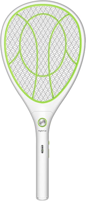 Night Cat Fly Zapper Electric Fly Killer Swatter 3000V Mosquito Bug Wasp Insect Fruit Fly Killer Zapper Swat Bat Racket Trap Indoor USB Rechargeable
