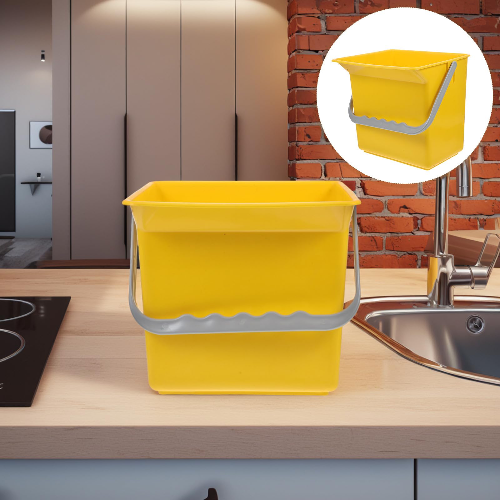 VALICLUD Secchio Rettangolare con Manico e Scala Graduata in Plastica, Secchio per Prodotti la Pulizia Multiuso, Capiente e Portatile, per Autolavaggio, Scuole e Uffici