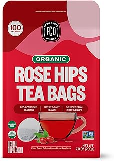 FGO Organic Rosehips Tea, Eco-Conscious Tea Bags, 100 Count, Packaging May Vary (Pack of 1)