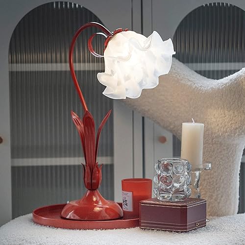 Miniatura 7 de JITEM Lámpara de Mesa Lámpara de mesa de flores de vidrieras moderna de 4 vías regulable lámpara de noche de lectura de 19.6 pulgadas de alto, luces