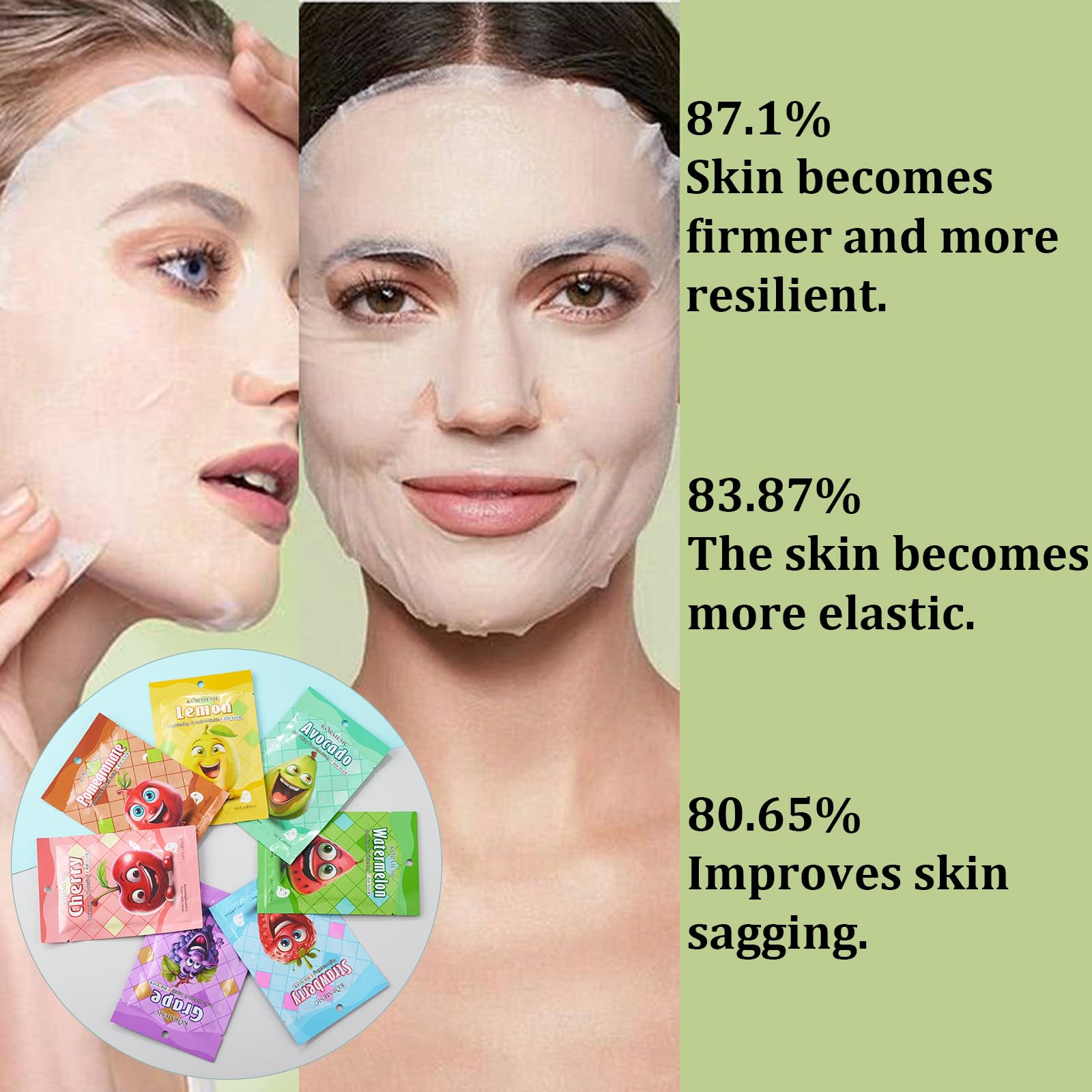 Face Masks for Kids 7Pcs Fruit Sheet Mask - Image 2