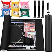 Vista 8 de Tapete enrollable para rompecabezas – 1500 1000 500 piezas, tapete para rompecabezas negro enrollable de fieltro, bandejas para guardar y clasificar