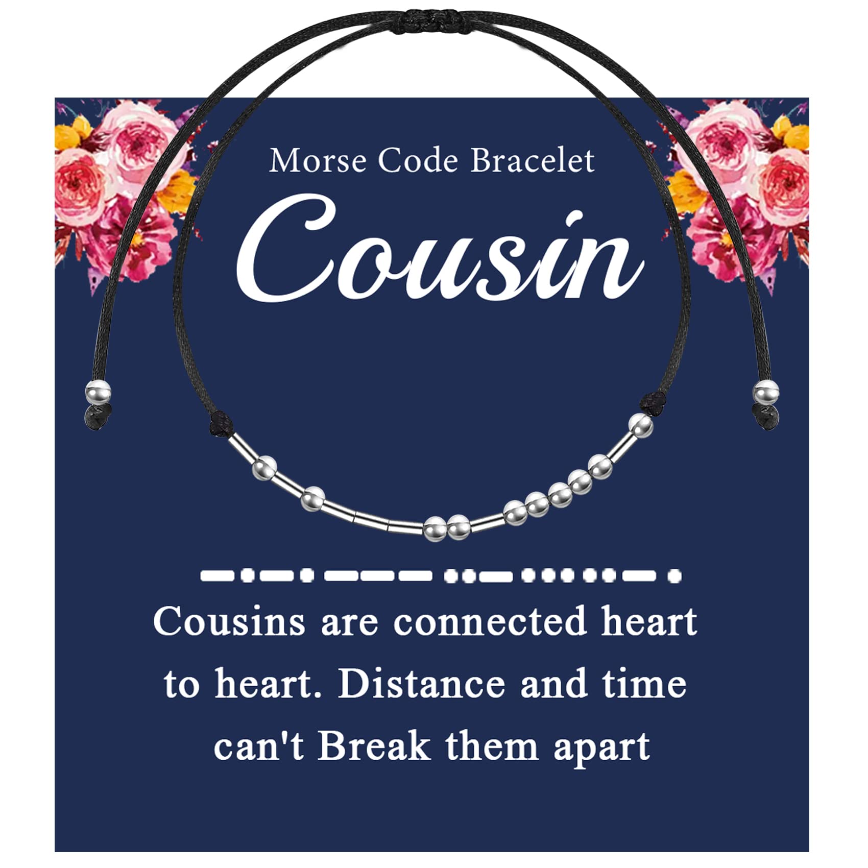 BEKECHCousin Morse Code Bracelet Crew Best Friend Long Distance Friendship Jewelry for Family