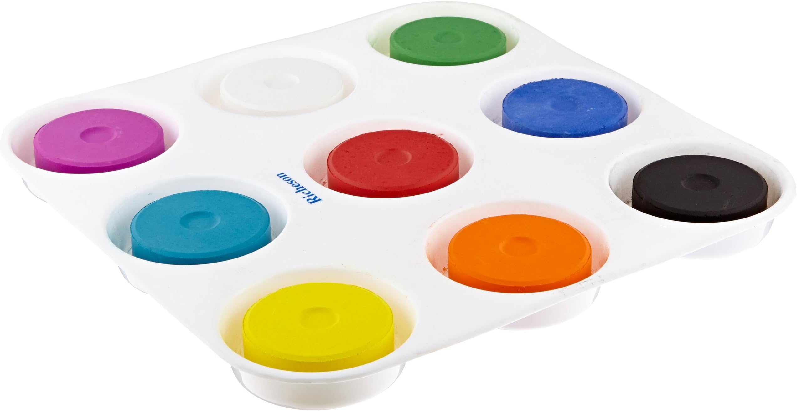 Sax Non-Toxic Giant Tempera Paint Cakes with Tray - 2 1/4 x 3/4 inch - Set of 9 - Assorted Colors - 402321