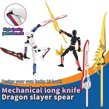 5-Pack Titan 13 Action Figure, 3D Printed Multi-Colored T Dummy 13 | Already Assembled T Lucky13 Action Figure Set with Laser Saber Dummy 13 Robo Nova 13, Figura de accion 13