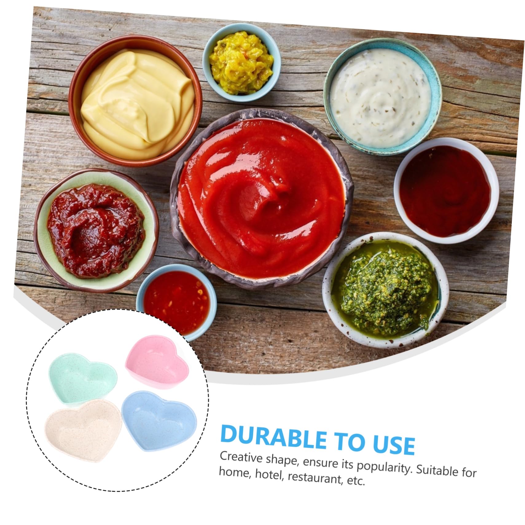 SOLUSTRE 8pcs Heart Shaped Saucer Snack Food Plates Creative Seasoning Dish for Home Restaurant Catering for Dipping Sauces Appetizers Condiments