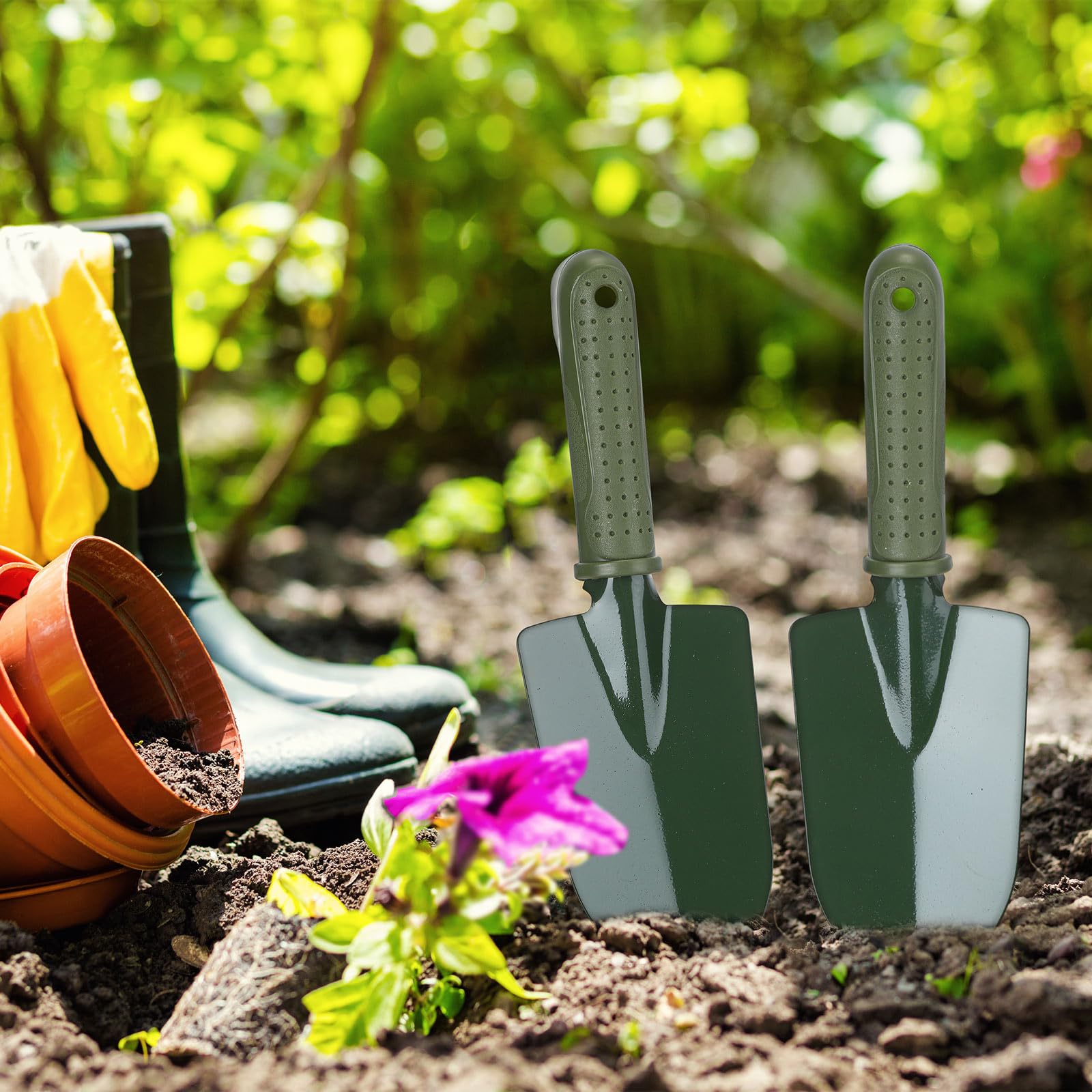 Yaocom 24 pala da giardino con manico in plastica, antiscivolo, per prato, cortile, casa, fattoria