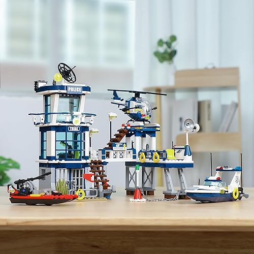 Miniatura 3 de Juego de construcción STEM de estación de policía de la ciudad, compatible con militares, kit de construcción para niños, 887 piezas, el mejor